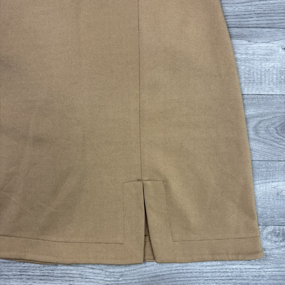 Maeve Anthropologie Mini Skirt Front Slit Stretch Camel Brown sz M - Picture 3 of 6